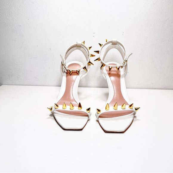 ALEXANDER MCQUEEN Punk Stud Ankle Strap Sandal White Gold size 37.5 - Picture 5 of 9